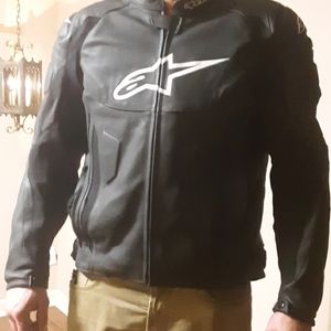 Leather alpine star motorcycle jacket